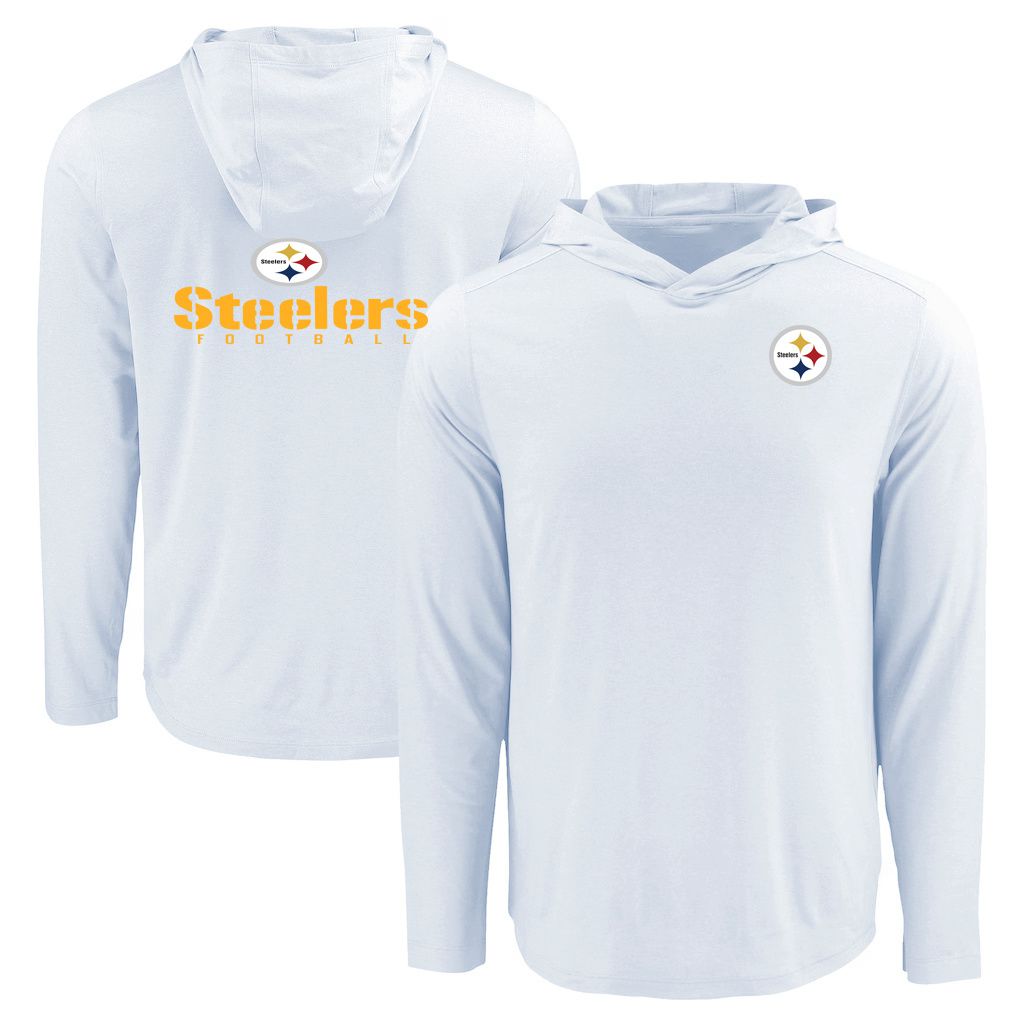 Men 2026 NFL Pittsburgh Steelers Hooded long sleeved T-shirt white 05